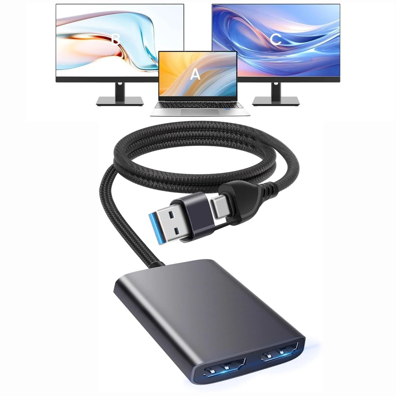 Home Cinema Usb - Adaptador divisor USB C/A 3,0 a