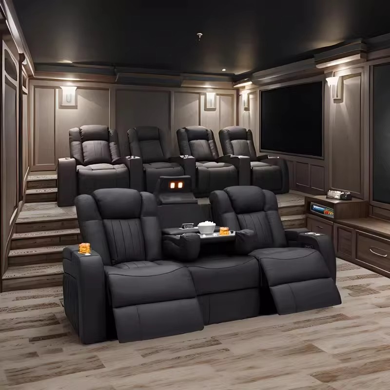 Home Cinema Recliners - Juego de Sofás Reclinables de Cuero,