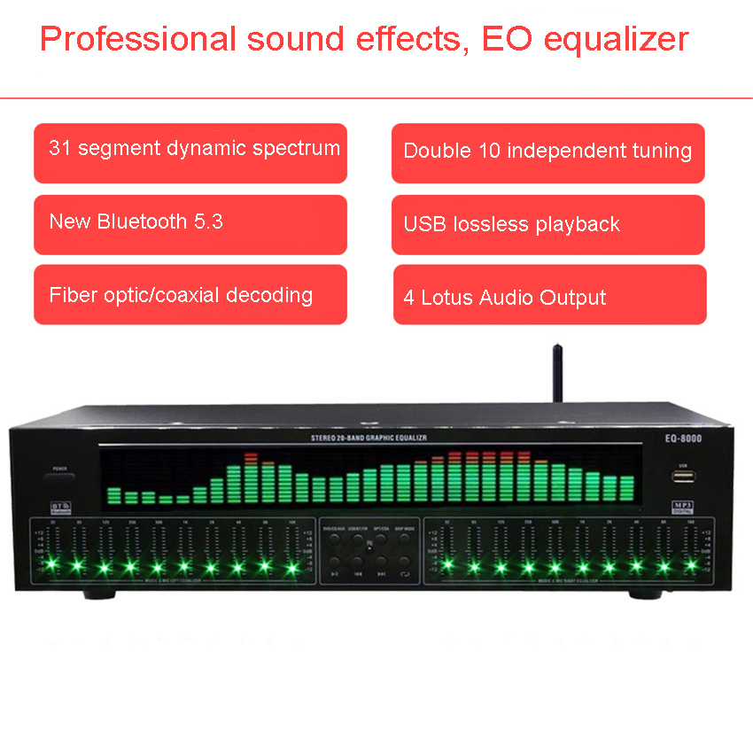 Home Cinema Receiver - EQ8000 Ecualizador Bluetooth 5.3 Decodificador de