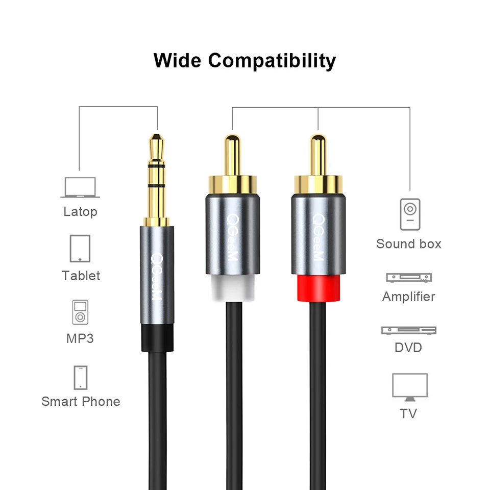 Cable RCA QGeeM 2RCA a 3.5mm,  - Home Cinema Sound System reseña y precio