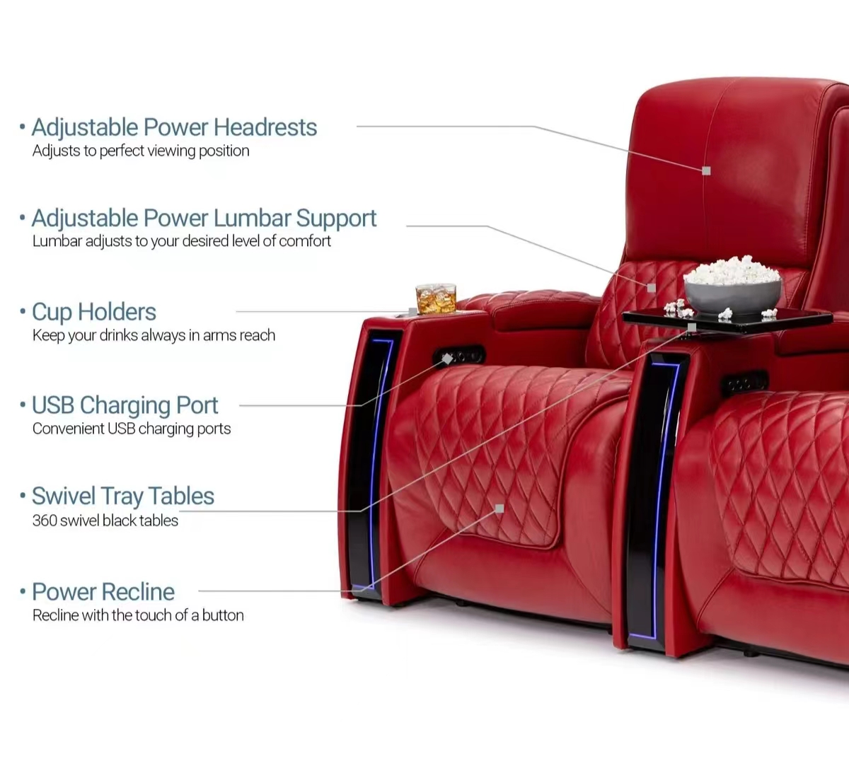 Asientos eléctricos personaliz - Home Cinema Recliners reseña y precio
