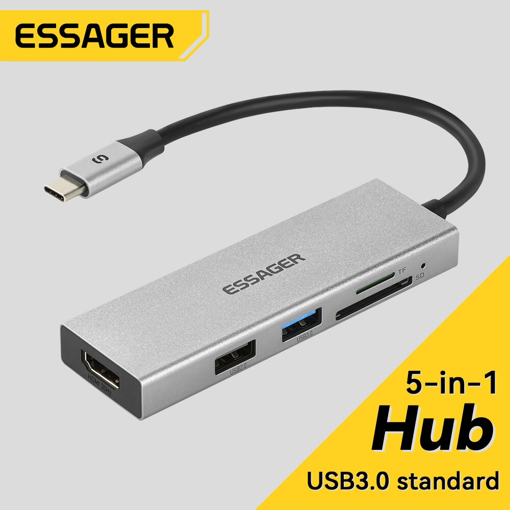 Essager 5 en 1 USB C HUB HDMI- - Home Cinema Usb reseña y precio