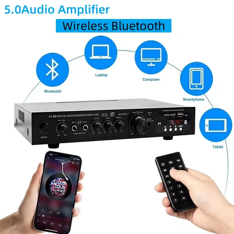 AV-369BT Bluetooth 5,1 altavoz - Home Cinema Receiver reseña y precio