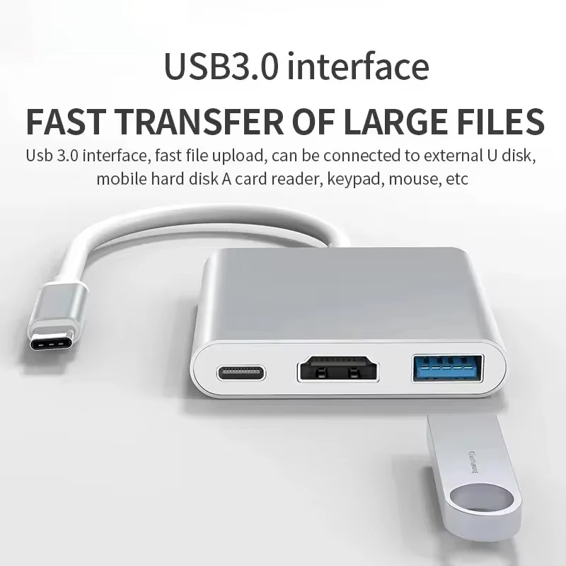 Adaptador 3 en 1 tipo C a HDMI - Home Cinema Usb reseña y precio